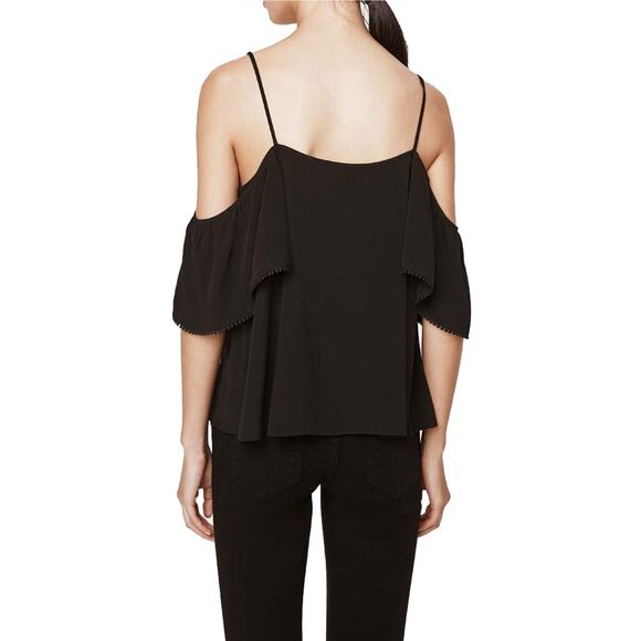 Rebecca Minkoff Aida Black Cold Shoulder Spaghetti Strap Blouse Top Small - Picture 2 of 14